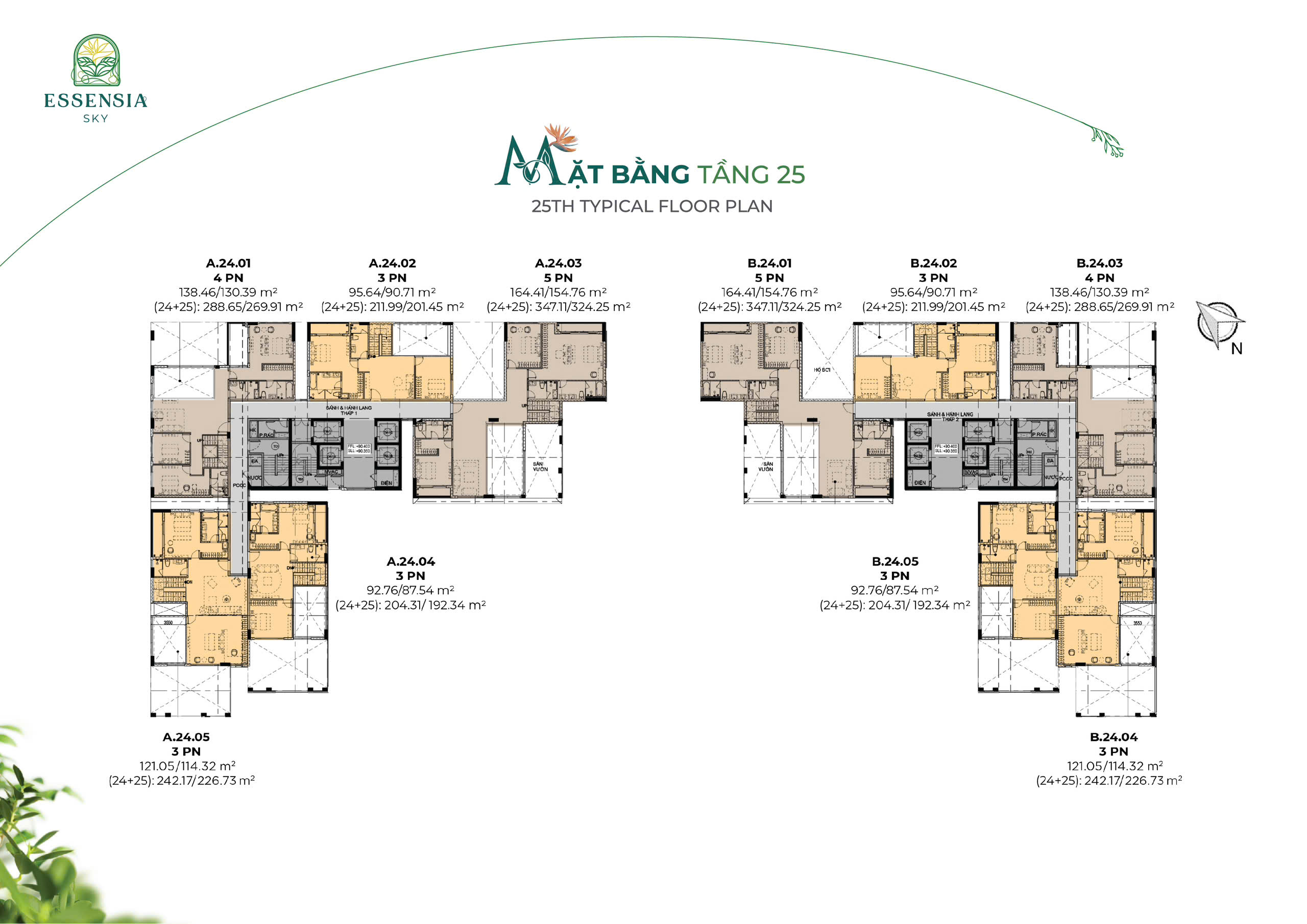 mặt bằng tầng 25 dự án Essensia Sky